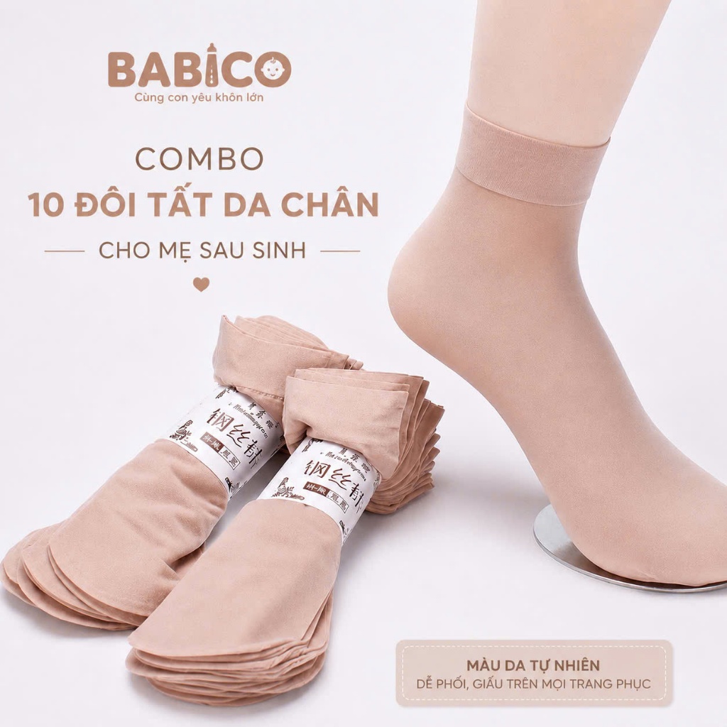 Combo 10 Đôi Tất Da Chân Hàn Quốc,Tất Than Tre Chống Trượt, Tất Nhung Khử Mùi Cho Mẹ