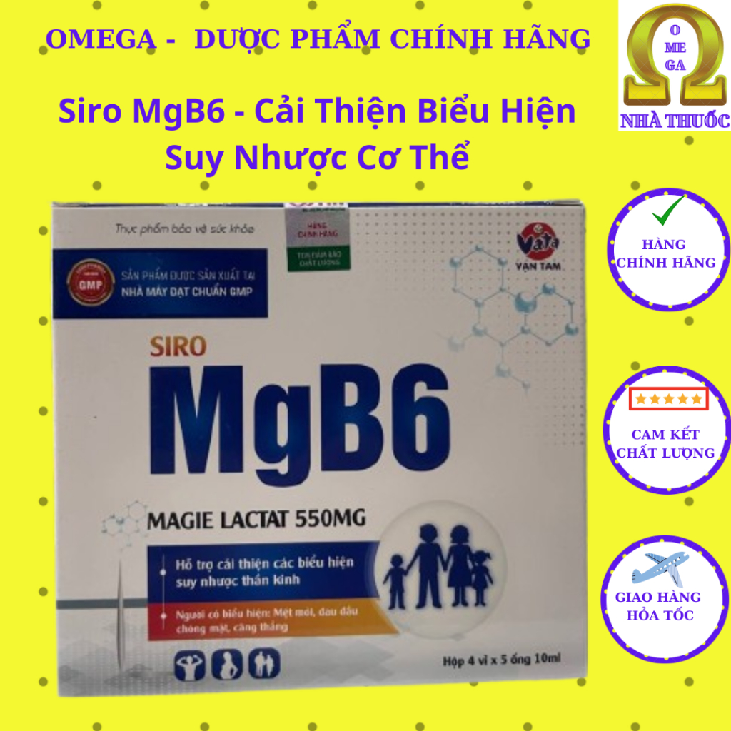Siro Mg B6 (HSD 2029, 20 ống) - Bổ Sung Magie Giúp Cải Thiện Suy Nhược Thần Kinh, Mệt Mỏi, Căng Thẳn