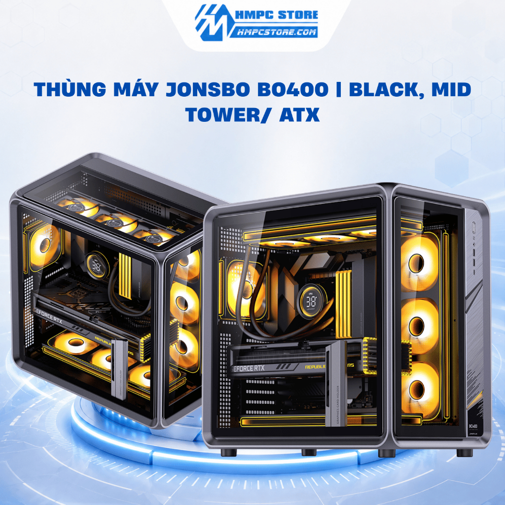 Case - Thùng máy Jonsbo BO400 | OPT 3 mặt kính, Mid Tower/ ATX, bảo hành 12 tháng