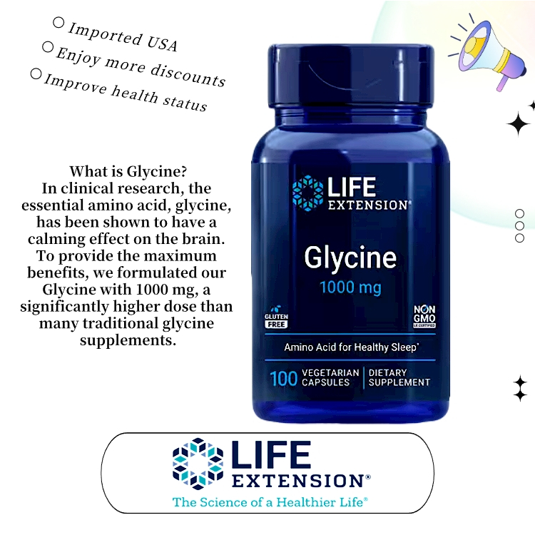 Life Extension Glycine 1000mg 100 Viên Nang Chay USA