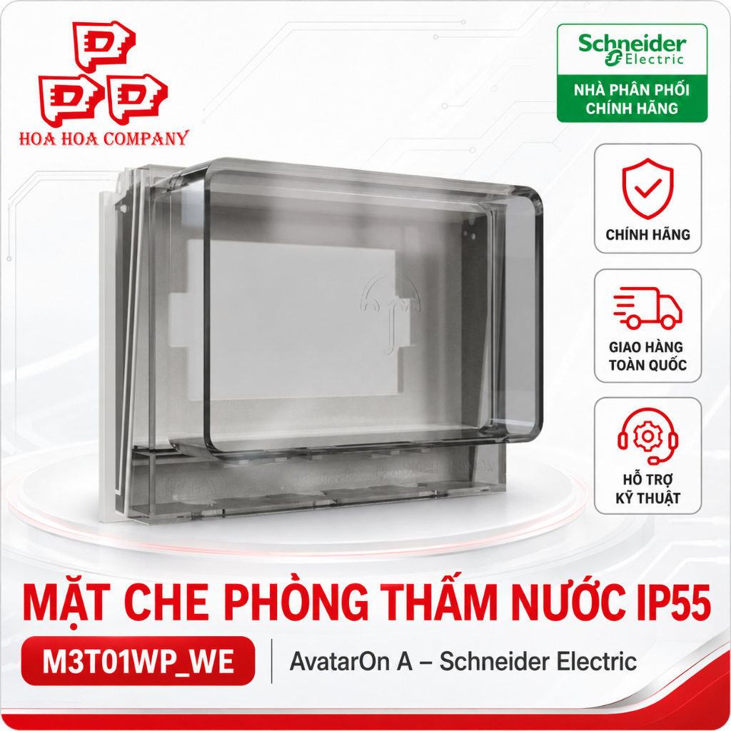 Mặt che phòng thấm nước IP55 M3T01WP_WE AvatarOn A - Schneider
