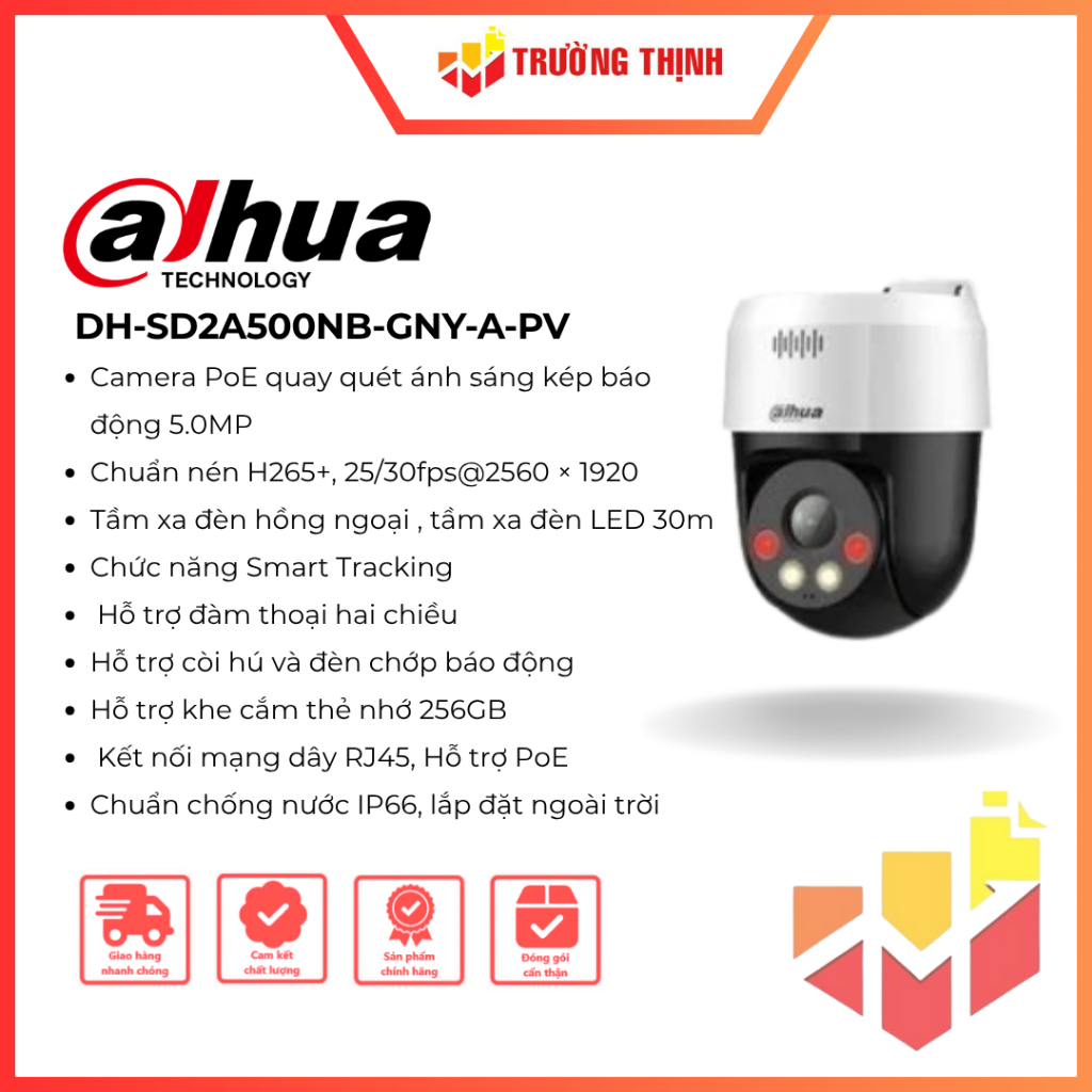 Camera IP quay quét 5MP DAHUA DH-SD2A500NB-GNY-A-PV | 5MP | Đàm thoại 2 chiều | IP66