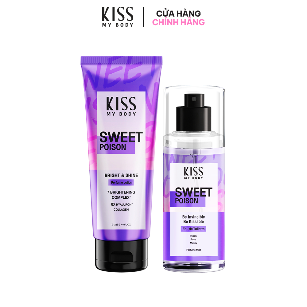 Combo Body Lotion và Body Mist Sữa dưỡng thể và Xịt thơm KISS MY BODY 226g + 88ml