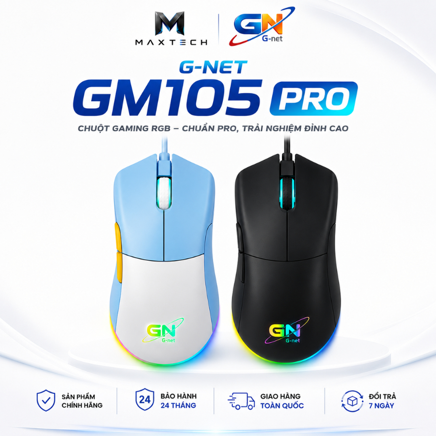 Chuột Gaming G-Net GM105 Pro RGB DPI 800-12400 Chuyên game, Dùng Làm Việc văn Phòng
