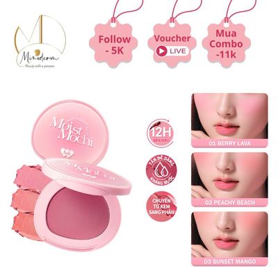 Má hồng barenbliss Moist Mochi Paste Powder Blush dễ tán bền màu mịn màng tươi tắn kem lai phấn 4.5g