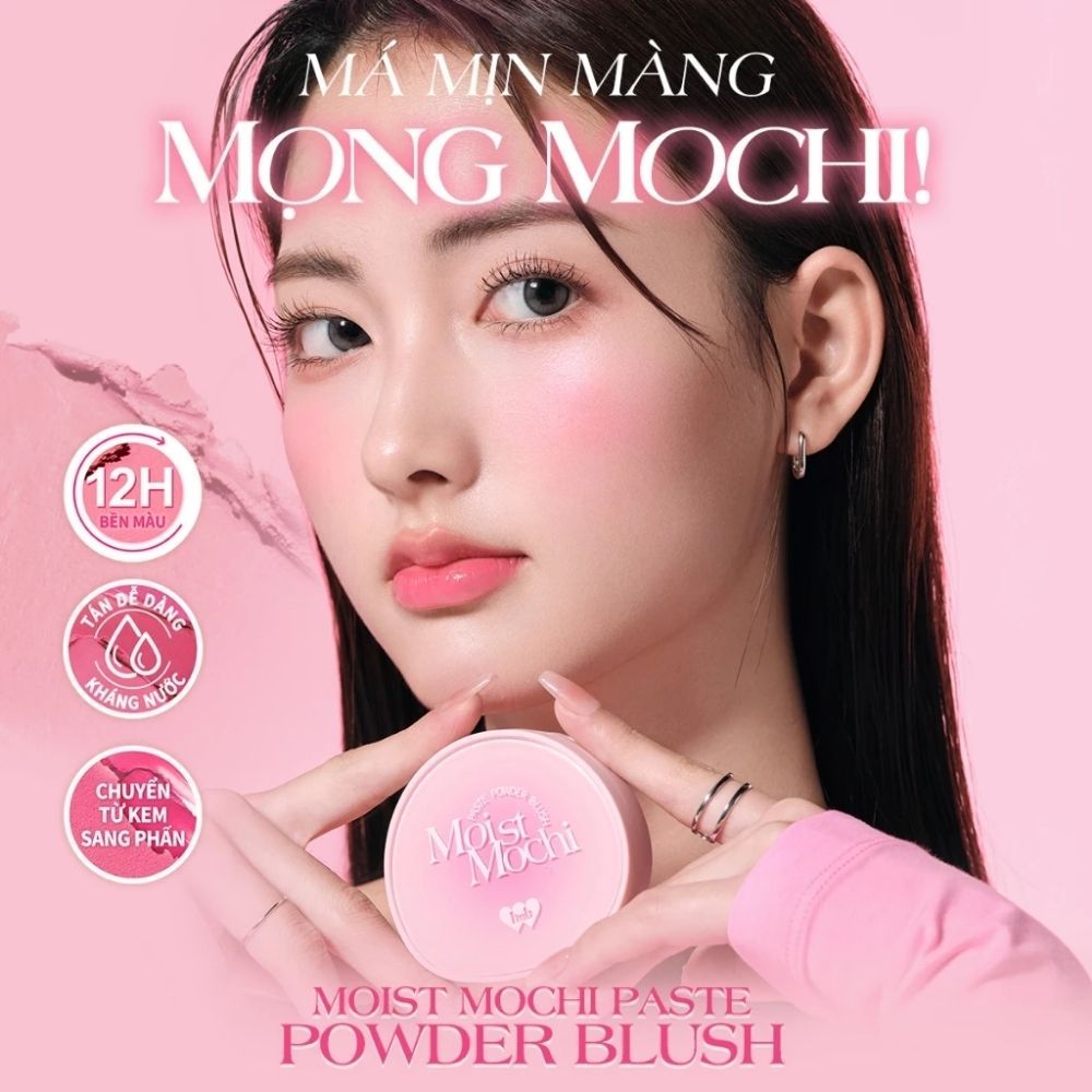 Ảnh 3 của Má hồng barenbliss Moist Mochi Paste Powder Blush dễ tán bền màu mịn màng tươi tắn kem lai phấn 4.5g