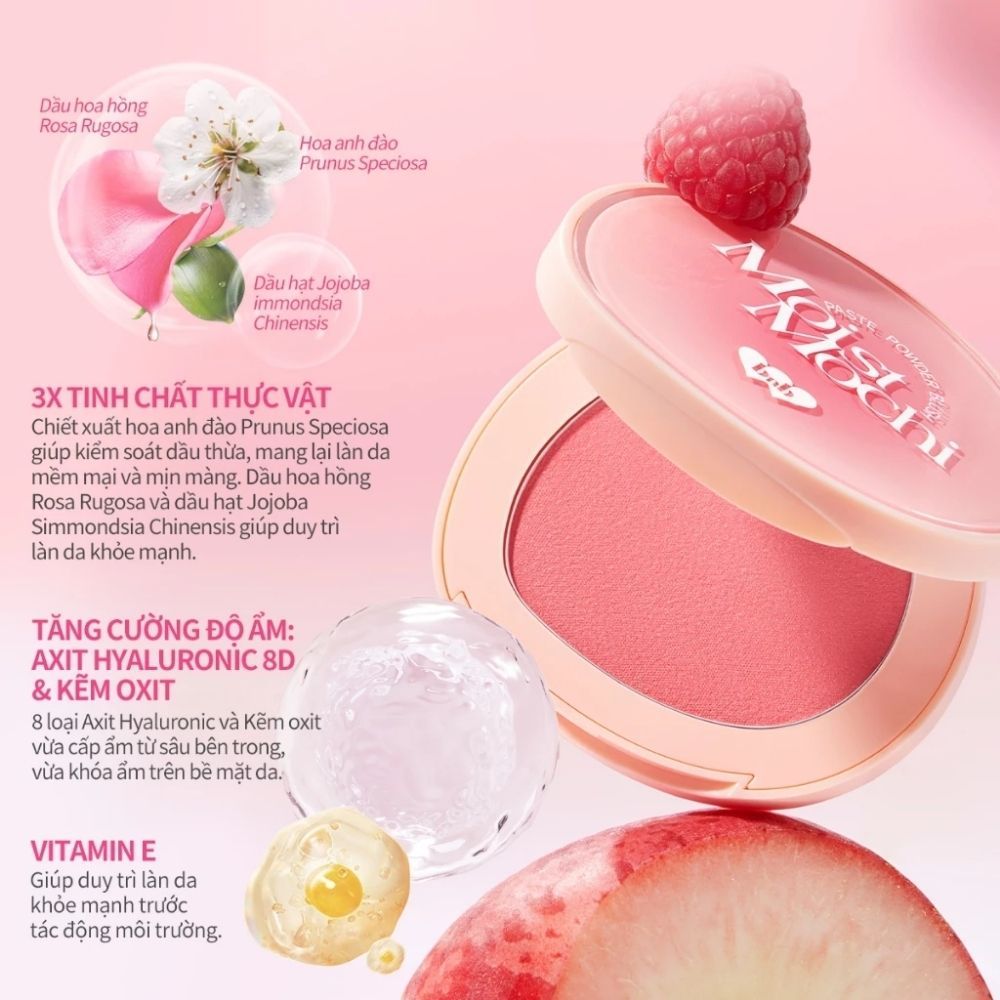 Ảnh 6 của Má hồng barenbliss Moist Mochi Paste Powder Blush dễ tán bền màu mịn màng tươi tắn kem lai phấn 4.5g