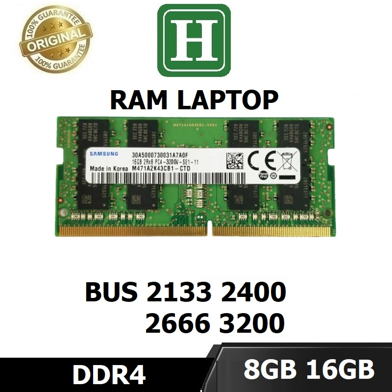 Ram Laptop 8GB, 16GB DDR4 Bus 2133, 2400, 2666, 3200, tháo máy chính hãng, Bảo Hành 6 tháng