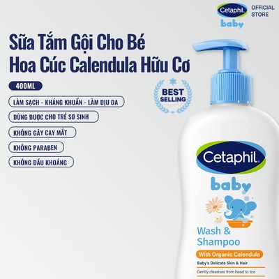 [LIVE] Sữa tắm gội dưỡng ẩm dịu lành cho bé với Calendula hoa cúc hữu cơ CETAPHIL BABY W&SHAMPOO CALENDULA 400ML