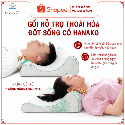Gối Hỗ Trợ Cột Sống Cổ Hanako – 2 Đầu Cao Thấp, Giúp Giảm Thiểu Đau Mỏi Vai Gáy Và Cột Sống Khi Ngủ