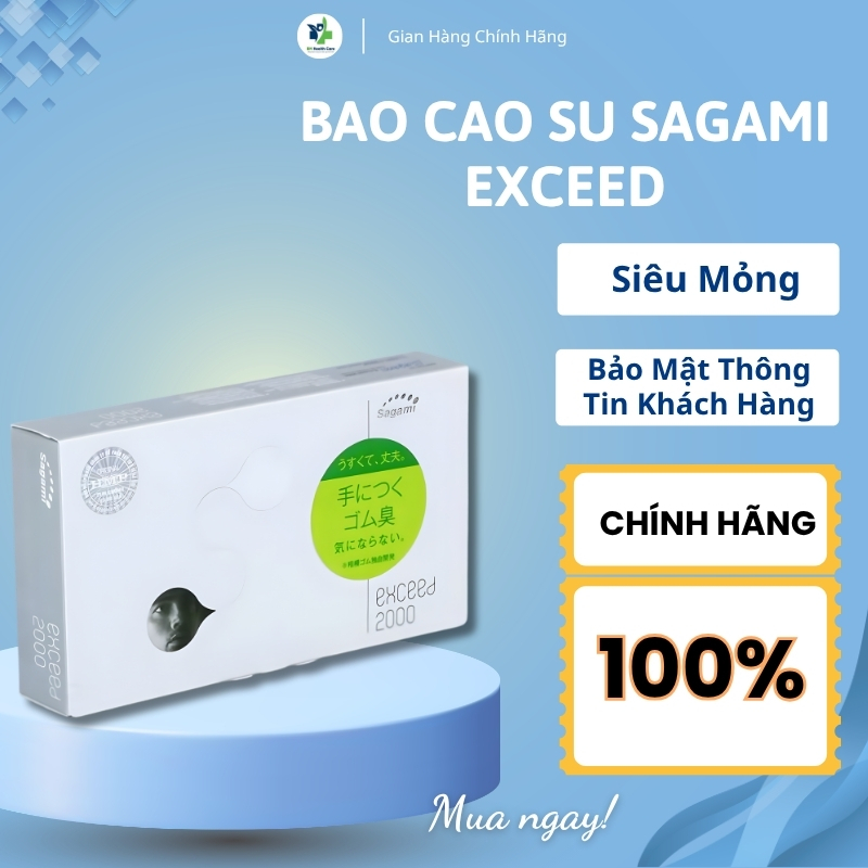 [HÀNG CHÍNH HÃNG] Bao Cao Su Sagami Exceed, Siêu Mỏng, Thiết Kế 3D Một Lần Thắt