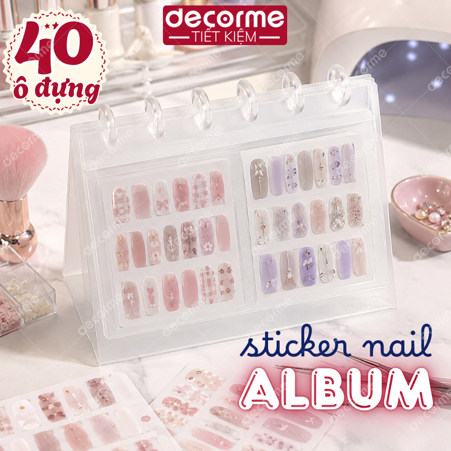 Sổ Trưng Bày Sticker Nail Để Bàn Có 40 ô Đựng Sticker Móng Chuyên Nghiệp