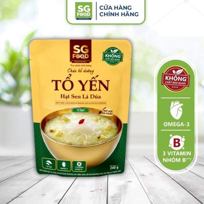 Cháo Bổ Dưỡng Ăn Liền SG Food Tổ Yến Hạt Sen Lá Dứa 240g
