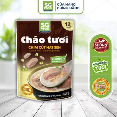 [SP MỚI] Cháo Tươi Ăn Liền Chim Cút Hạt Sen SG Food 240g