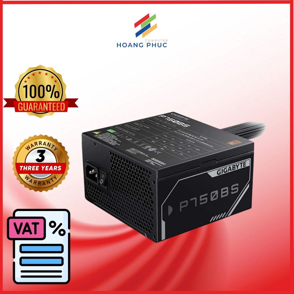 Nguồn máy tính Gigabyte 750W - P750BS 80 PLUS Bronze Full Range - Hàng chính hãng bảo hành 3 năm