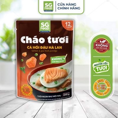 Thùng 30 gói Cháo Tươi Ăn Liền SG Food Cá Hồi Đậu Hà Lan 240g
