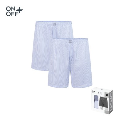 Hộp pack 2 quần nam woven boxer 2 chiếc  thiết kế phom rộng thoải mái, mang lại cảm giác thoáng nhẹ và linh hoạt ONOFF