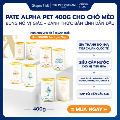 Pate Cho Chó Mèo Alpha Pet 400g - Đạm Thịt & Cá Kết Hợp Rau Củ