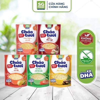 Lốc 57 BABY - 5 Cháo Tươi BABY Ăn Liền SG Food (Gà, Lươn, Cá Hồi, Cua, Ếch) 240g
