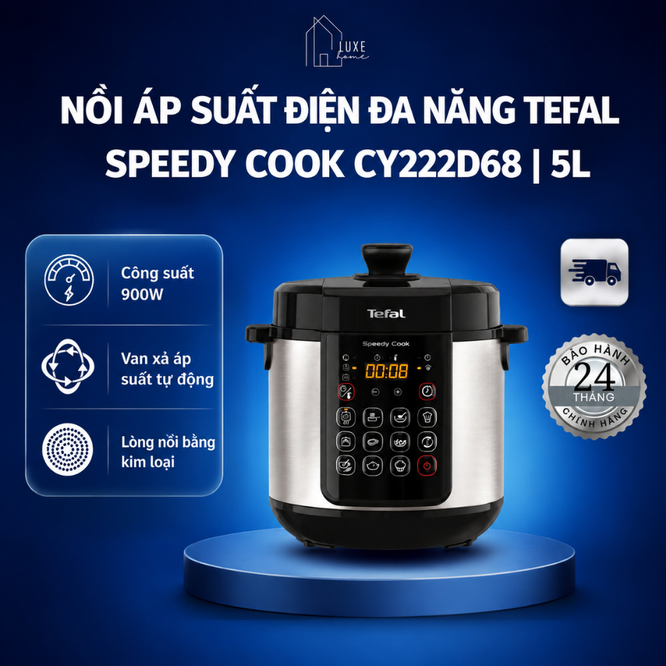 Nồi áp suất điện đa năng Tefal Speedy Cook CY222D68 5L| 900W | Bảo Hành 24 Tháng