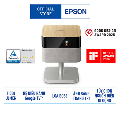 Máy chiếu gia đình Epson Lifestudio Flex Plus EF-72 | Loa BOSE | Google TV™ | 1000 lumen | 4K UHD | Ánh sáng trang trí