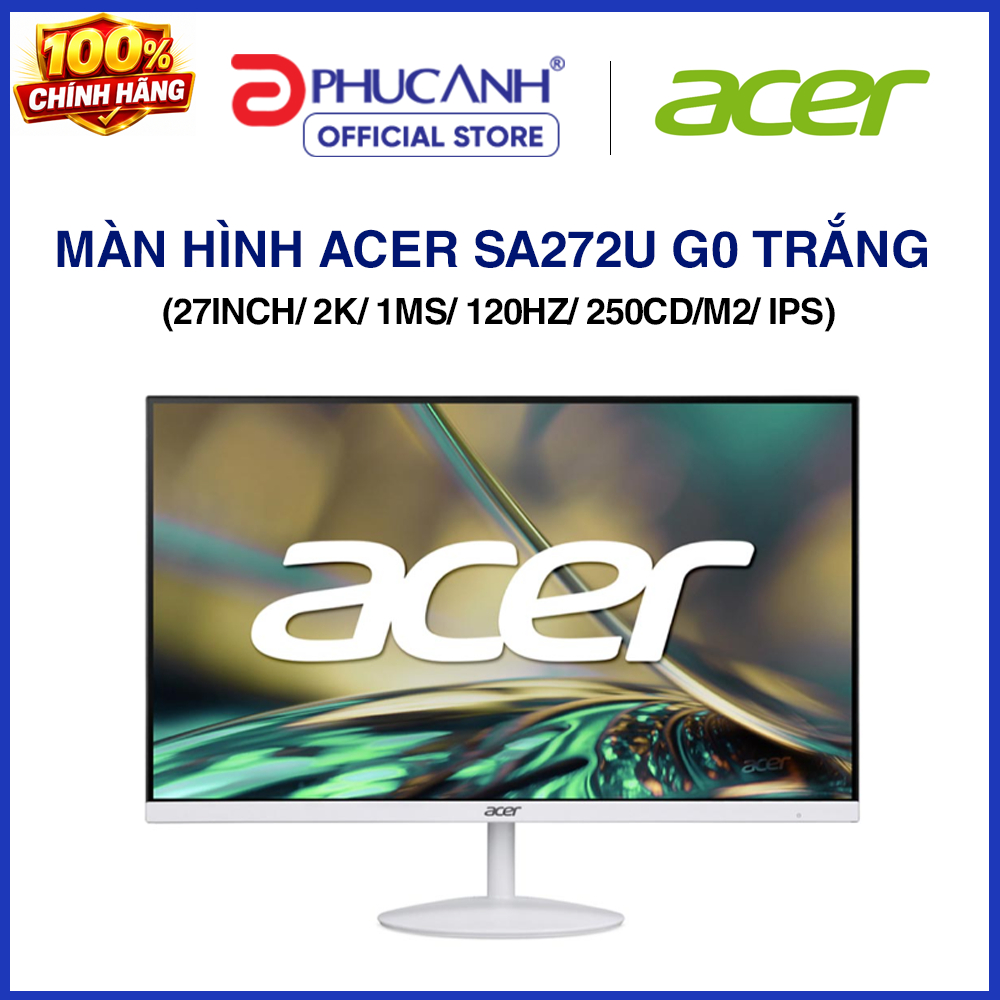 Màn hình Acer SA272U G0 TRẮNG (27Inch/ 2K/ 1ms/ 120Hz/ 250cd/m2/ IPS)