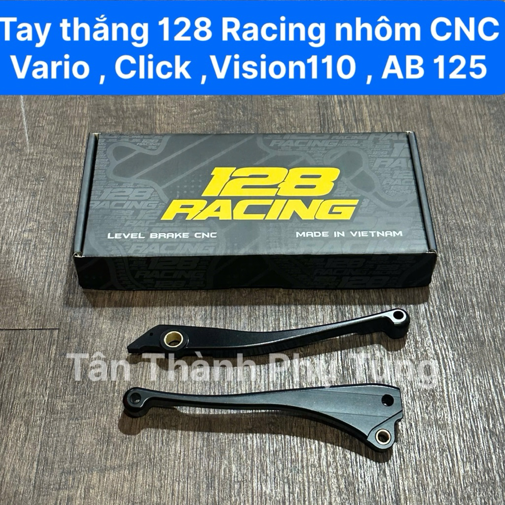 Tay thắng 128 Racing nhôm CNC: Vario, Click, Vision 110, Air Blade 125 - màu đen