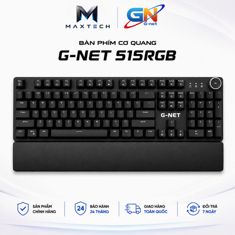 Bàn Phím Cơ Quang G-Net Gk515 RGB Chống Nước, Chuyên Game, Led RGB 16,8 Triệu Màu