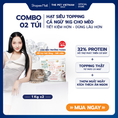 Combo 2 Túi Hạt Siêu Topping Cá Ngừ King’s Pet by Bao Anh Cho Mèo Trưởng Thành Hỗ Trợ Tiết Niệu Búi Lông 2kg