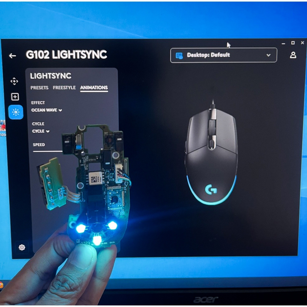 Bo Mạch Chuột Logitech G102/G203 bóc từ các chuột vỏ cũ hỏng (đảm bảo chính hãng kết nối ghub)