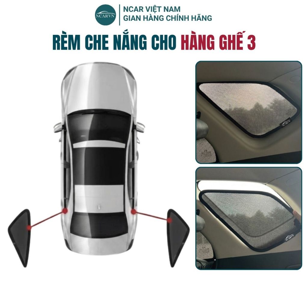 Rèm Che Nắng Hàng Ghế Số 3 NCAR VN, Dòng Xe 7 Chỗ, Hàng Loại 1, Sản Xuất Tại Việt Nam