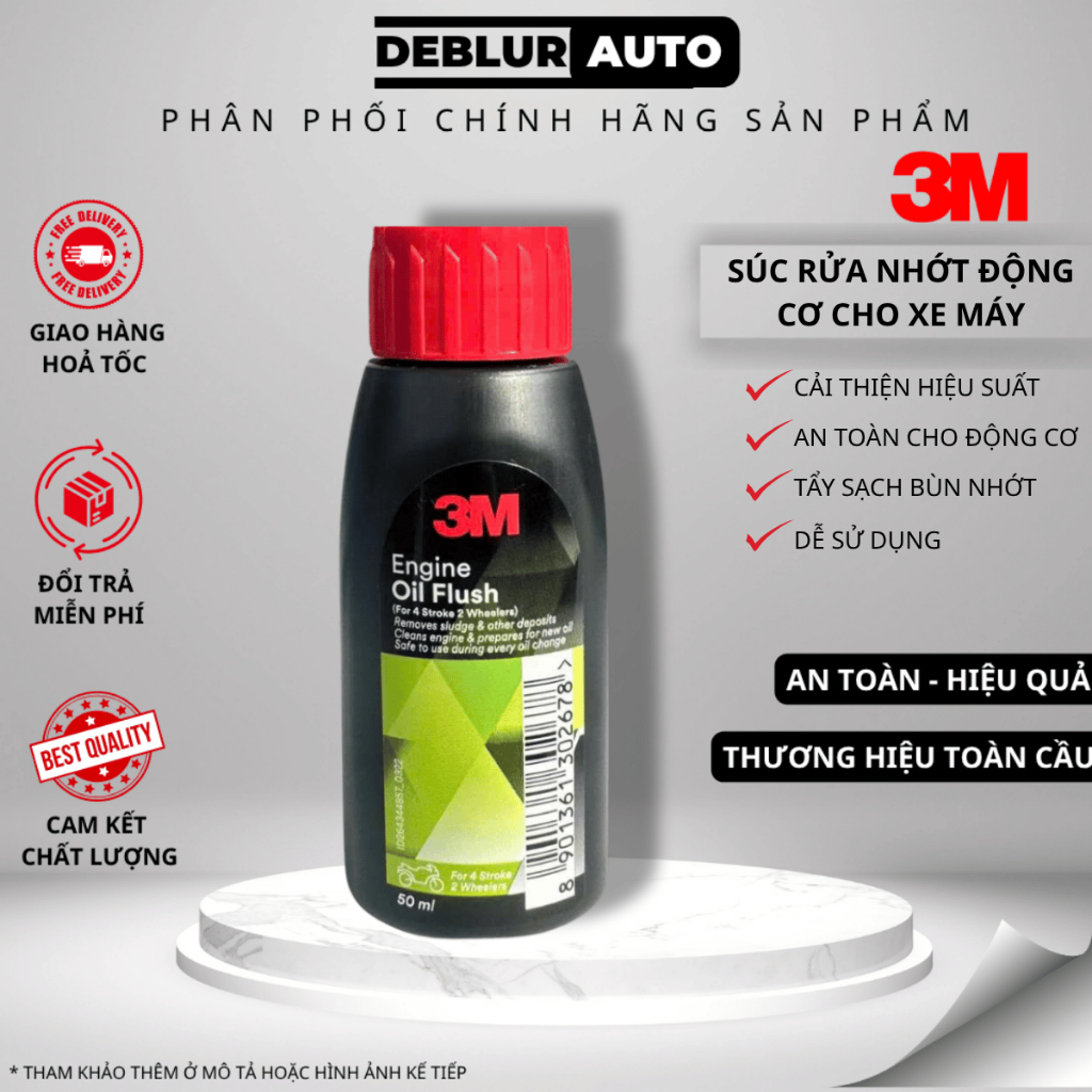 Súc rửa nhớt động cơ xe máy 3M Engine Oil Flush 50ml - Phụ Gia Làm Sạch Bùn Nhớt Xe Số Xe Tay Ga