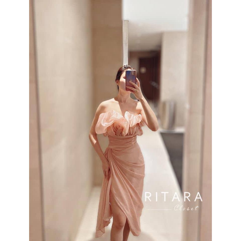 Đầm Midi Nhấn Eo Xẻ Tà RITARA CLOSET