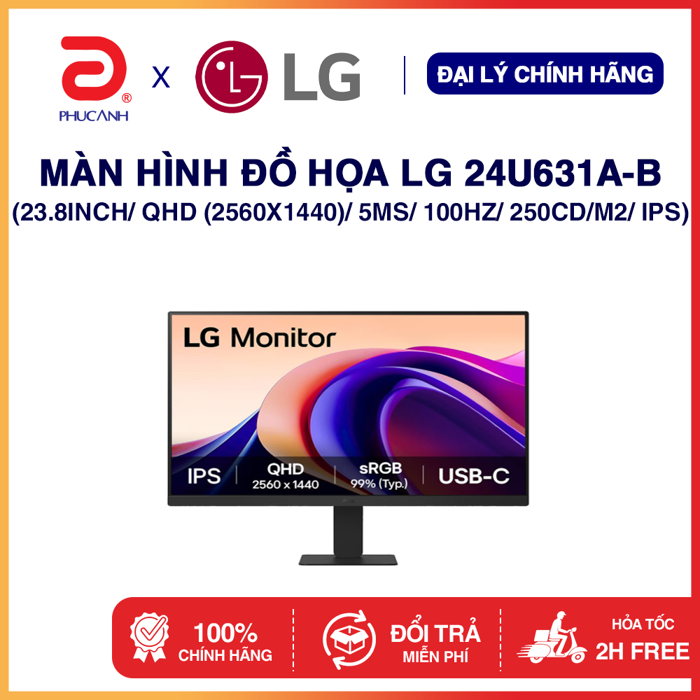 Màn hình đồ họa LG 24U631A-B (23.8Inch/ QHD (2560x1440)/ 5ms/ 100HZ/ 250cd/m2/ IPS)