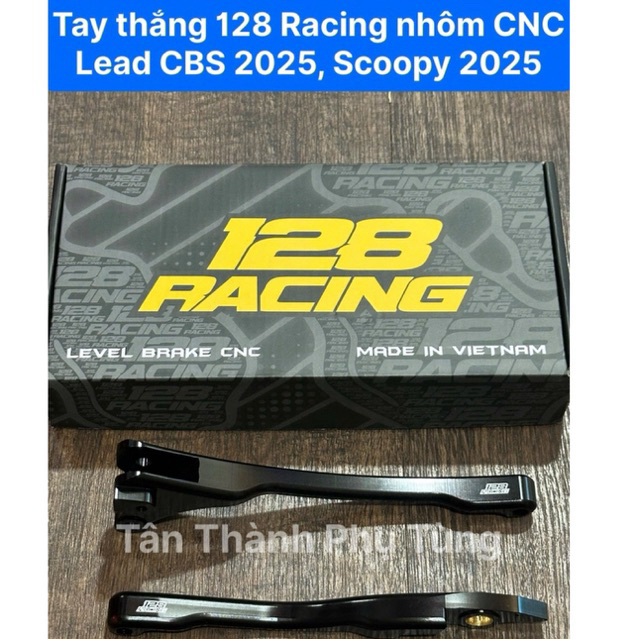 Tay thắng 128 Racing nhôm CNC cho xe Lead CBS 2025, Scoopy 2025 - Màu đen