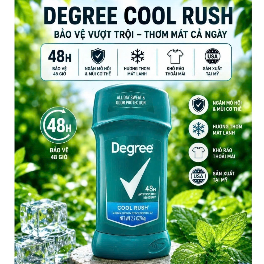 Sáp khử mùi Degree Men Cool Rush của Mỹ 76g