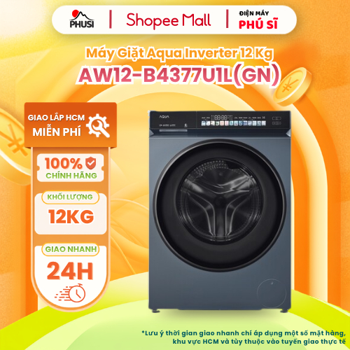 AW12-B4377U1L(GN) [GIAO HÀNG MIỄN PHÍ HCM] Máy giặt Aqua Inverter 12kg - CHÍNH HÃNG