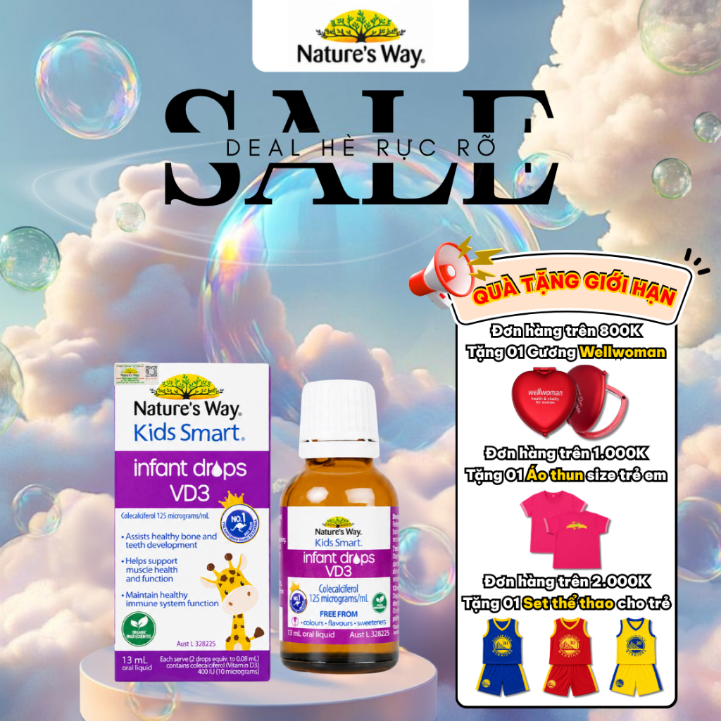 Vitamin D3 organic Nature’s Way, D3 thuần cho trẻ sơ sinh kids smart Infant Drops VD3 - Hộp 13ml