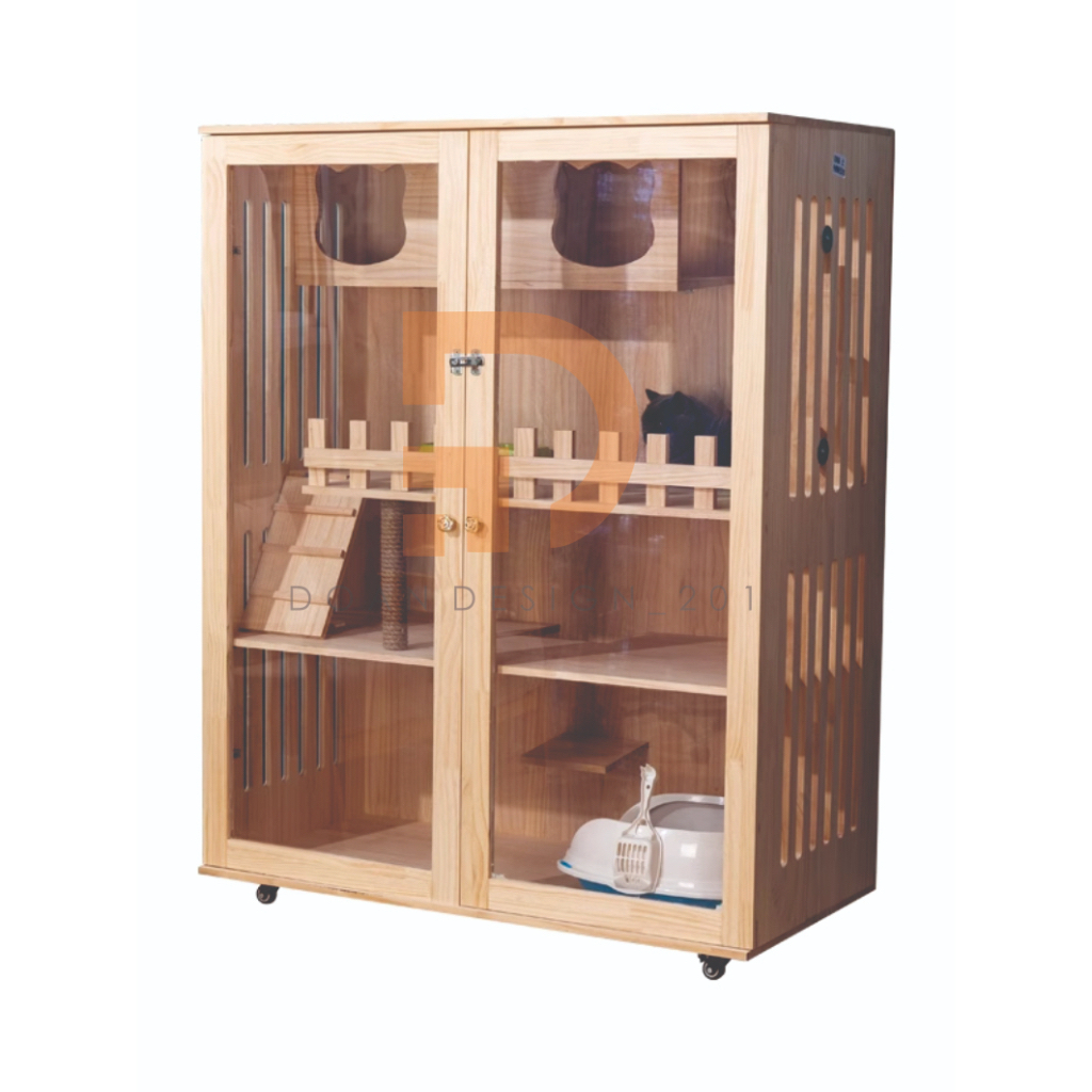 NHÀ GỖ CHO MÈO - CHUỒNG MÈO VILLA MS018 THƯƠNG HIỆU DOAN_DESIGN201