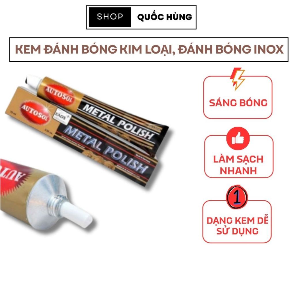 Kem Đánh Bóng Inox Autosol - Đánh Bóng Đồng, Nhôm, Crom, Metal Polish Đức 75ml