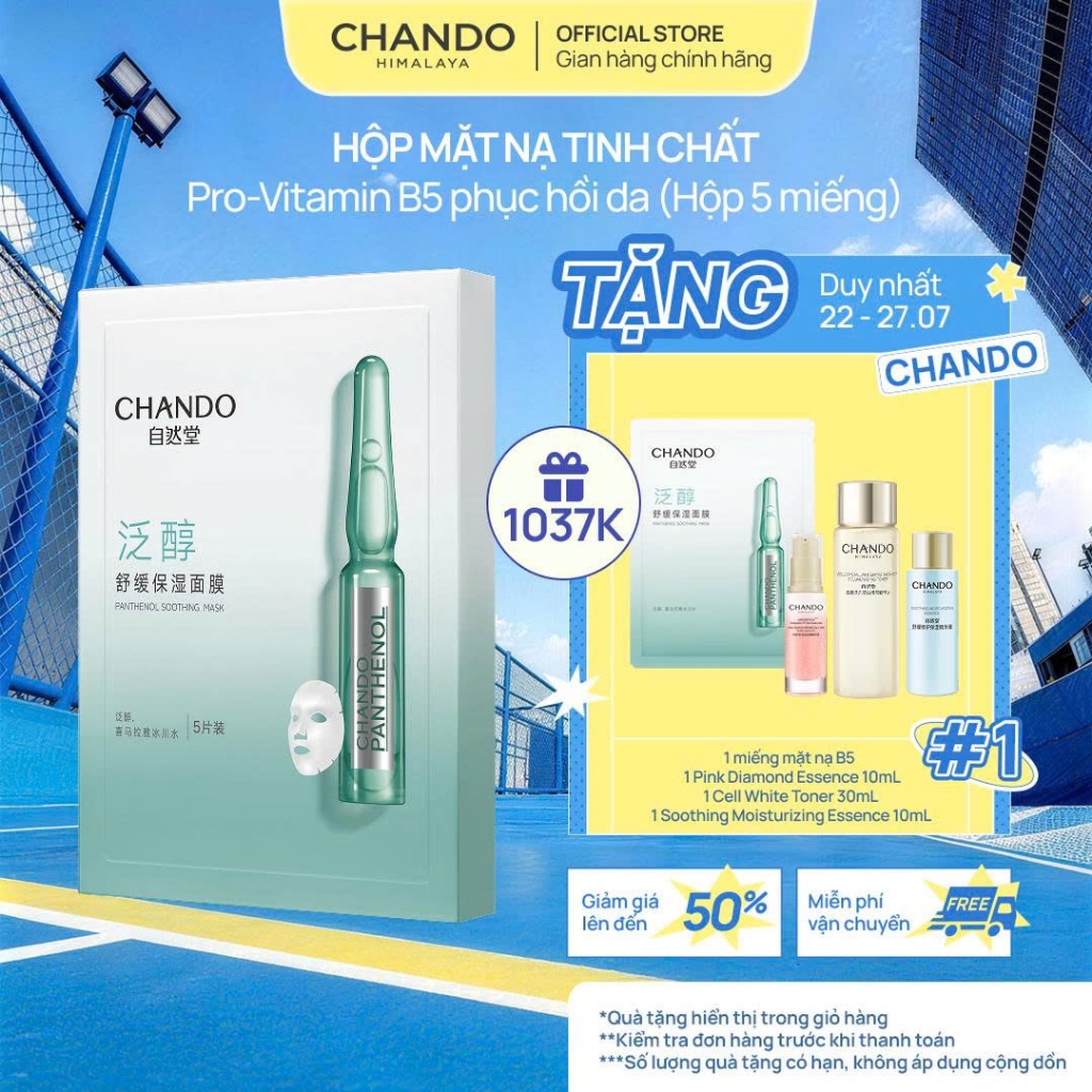 Hộp Mặt Nạ Tinh Chất Hỗ Trợ Dưỡng Trắng Làm Dịu Da CHANDO Himalaya 26mL /28mL x 5 pcs Hàng Chính Hãn