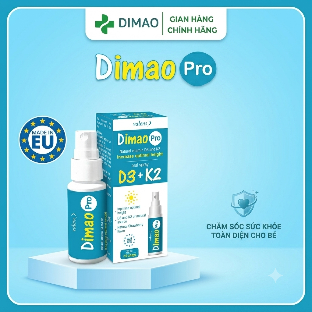 Dimao pro D3 K2 dạng xịt ,hỗ trợ tăng chiều cao Valens Dimao pro Spray D3k2 tăng cường hấp thụ Canxi