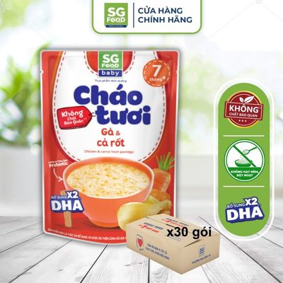 Thùng 30 Gói Cháo Tươi Baby Ăn Liền Gà Cà Rốt 240g SG Food