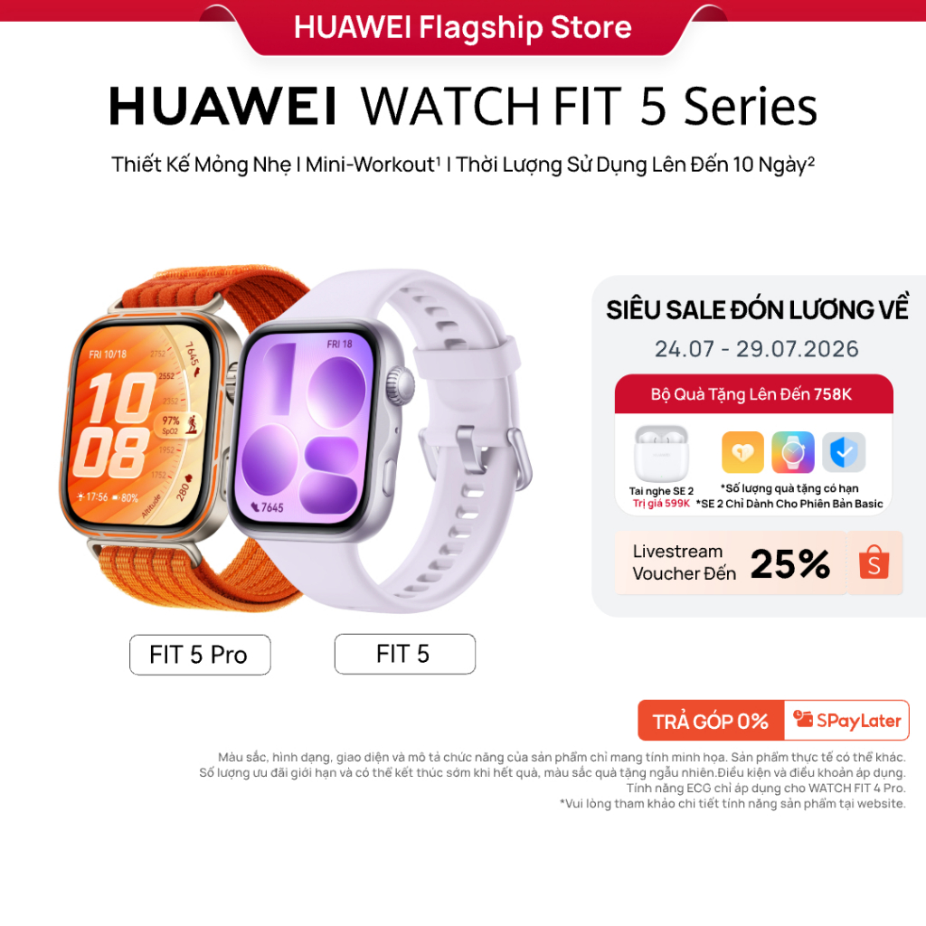 [LIVESTREAM VOUCHER 25%] Đồng Hồ Thông Minh HUAWEI WATCH FIT 5 Series |Titanium & Kính Sapphire 2.5D