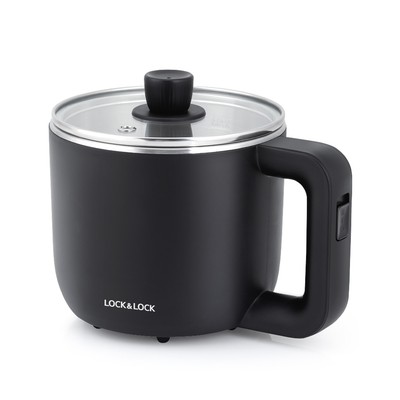 [ShopeeVip T9] Nồi điện LocknLock nấu mì, lẩu, kèm khay hấp trứng EJP116BLK 0.8L, Hàng chính hãng - JoyMall