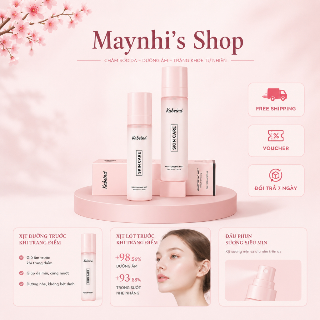 Xịt dưỡng ẩm - xịt lót trước khi trang điểm Kabeina