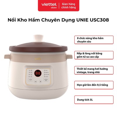 Nồi Kho Hầm Chuyên Dụng UNIE USC308 | Dung Tích 3L | 8 Chức Năng Kho Hầm | Hẹn Giờ Đến 9,5h