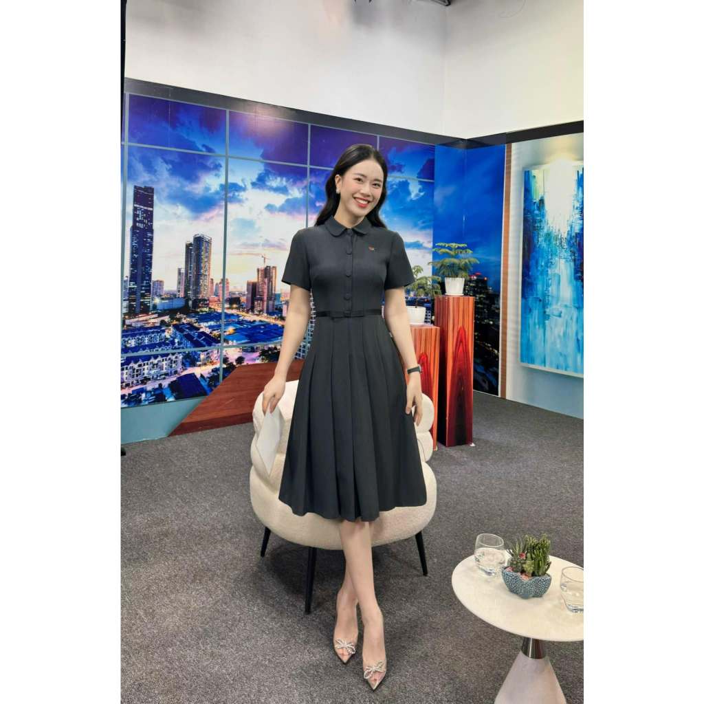 [DEAL 7-8/8] TIINSTORE Váy đầm thiết kế nữ cổ sen đính khuy sang chảnh kèm đai eo nơ thời trang công sở VHN1047 | BigBuy360 - bigbuy360.vn