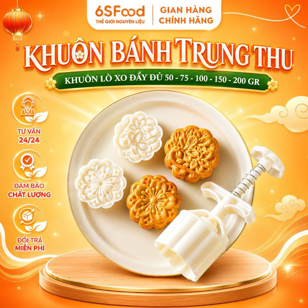 Khuôn Bánh Trung Thu Nhiều Kích Cỡ 50gr, 75gr, 150gr, 200gr, Khuôn Làm Bánh Trung Thu 2026 - 6SFOOD