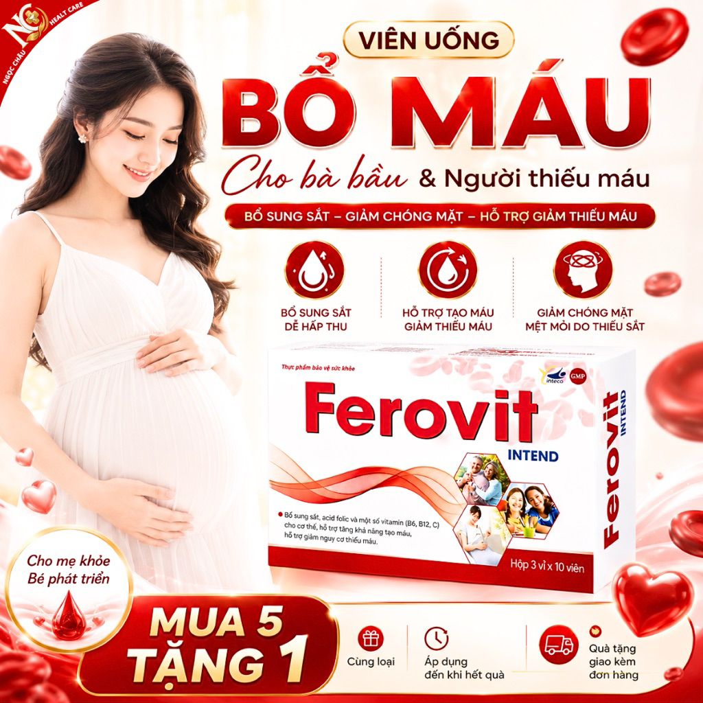 Viên Sắt Bổ Máu Ferovit Intend – Bổ Sung Sắt Cho Bà Bầu & Người Thiếu Máu, Cải Thiện Sức Khoẻ